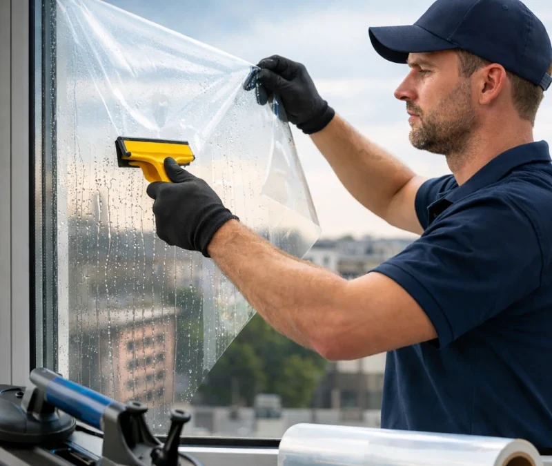 Så skyddar entreprenörer glas och fönster med skyddsfilm